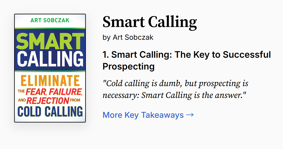 Smart Calling by Art Sobczak | Summary, Audio, Quotes, FAQ