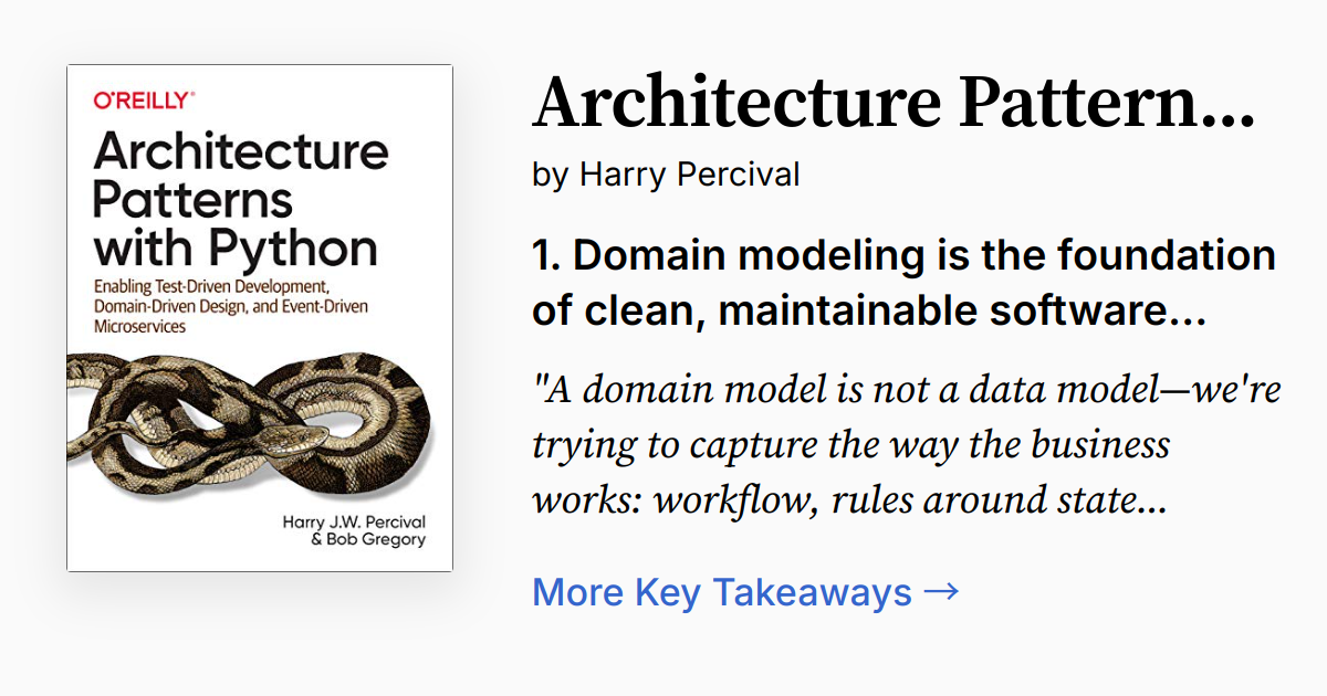 Architecture Patterns with Python | Summary, Quotes, FAQ, Audio