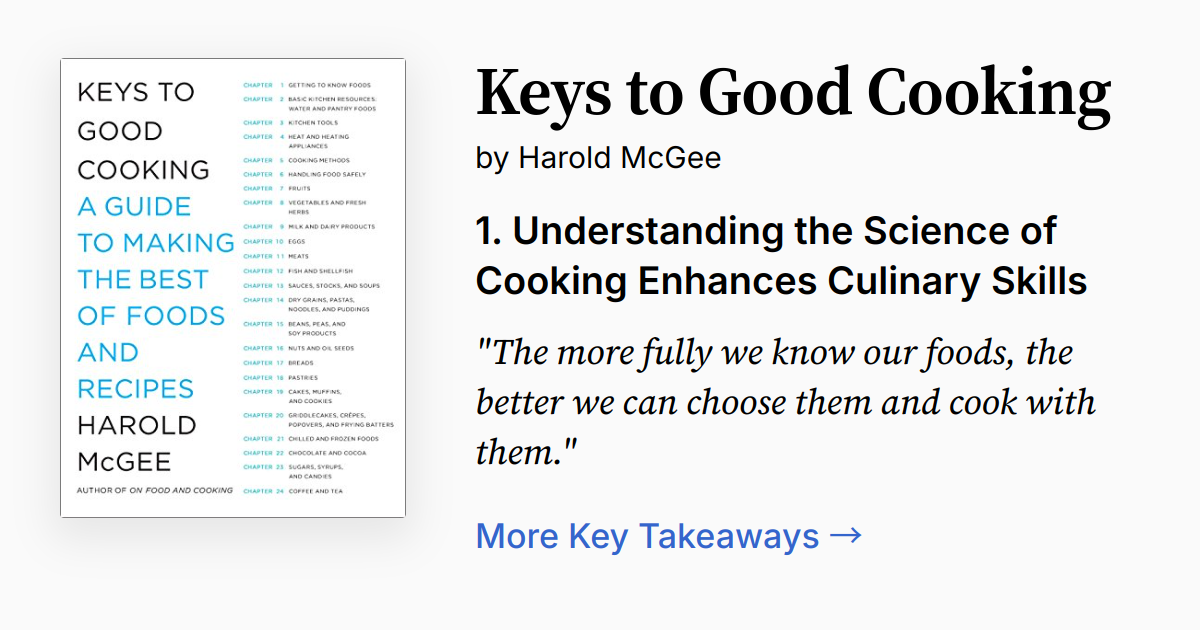 Keys to Good Cooking | Summary, Audio, Quotes, FAQ