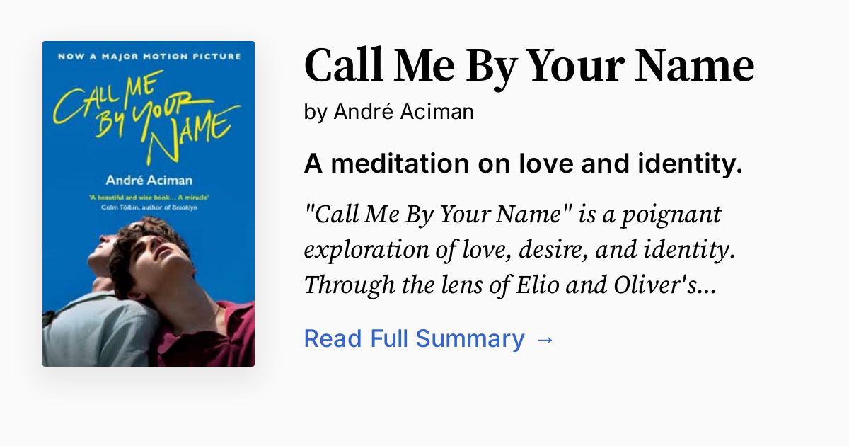 Cover of Call Me By Your Name