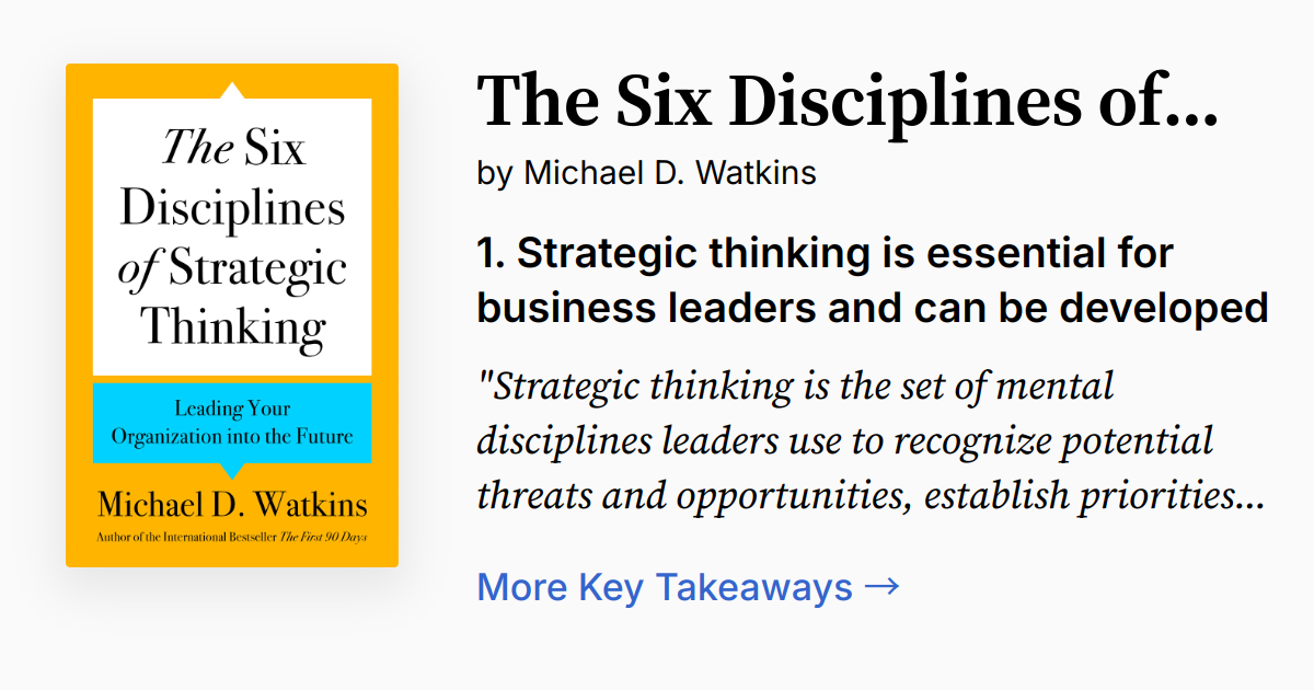 Cover of The Six Disciplines of Strategic Thinking