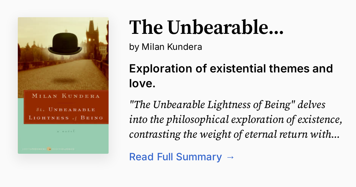 The Unbearable Lightness of Being | Summary, Audio, Analysis, FAQ