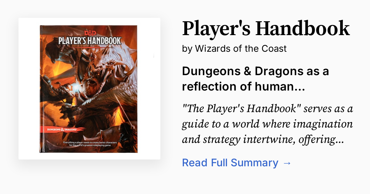Player Manual Example Player's Handbook | Summary, Audio, Analysis