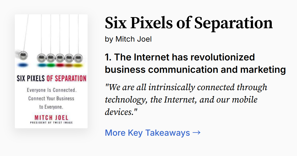 Six Pixels of Separation | Summary, Audio, Quotes
