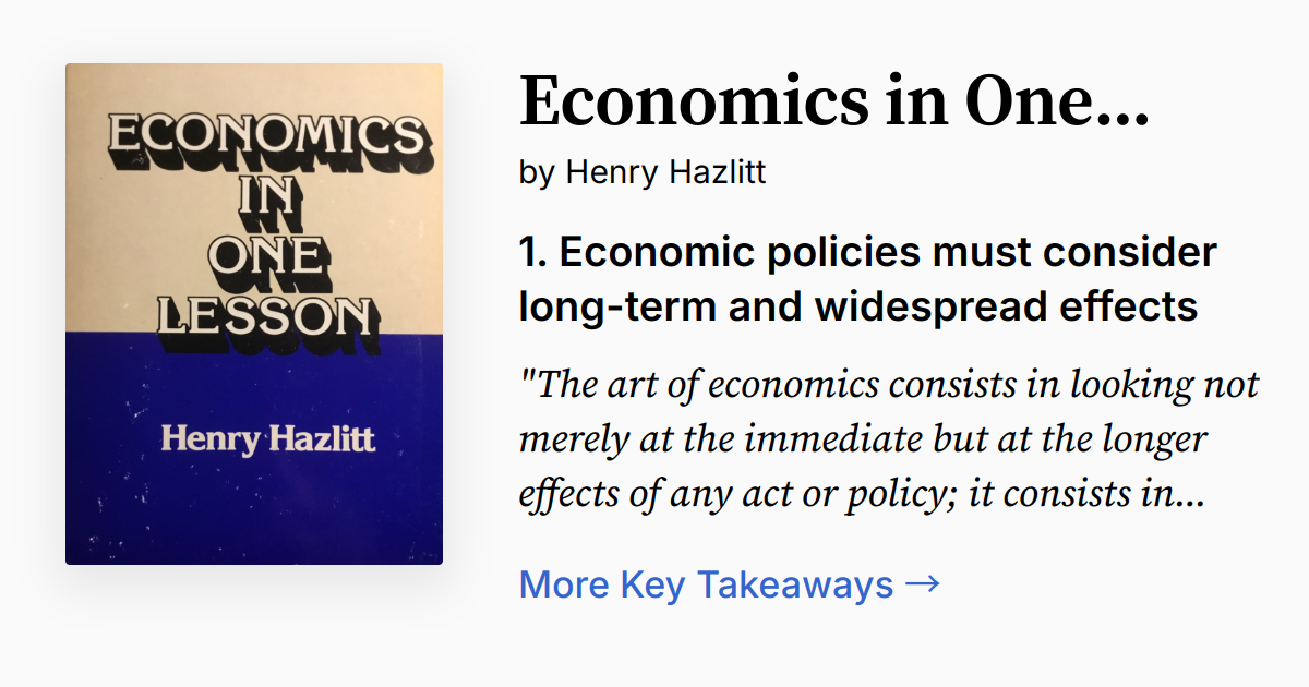 Cover of Economics in One Lesson