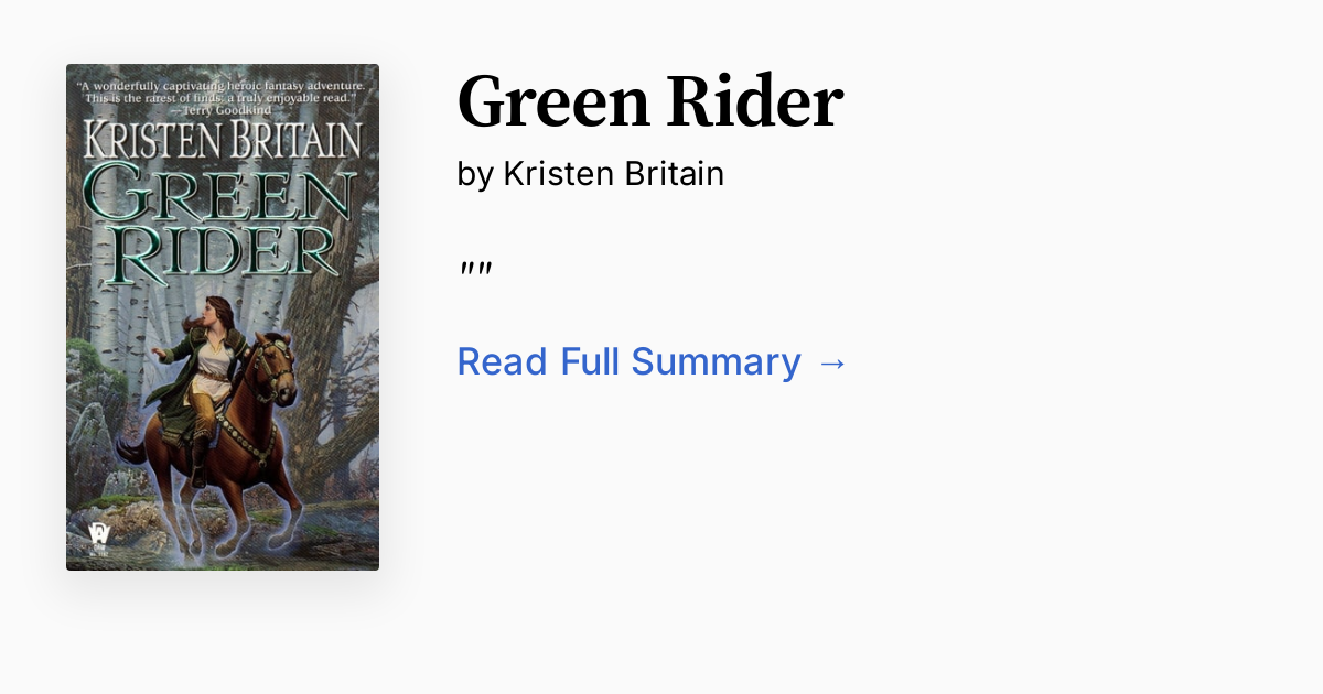 Green Rider Cover Green Rider by Kristen Britain | Summary, Audio, Analysis