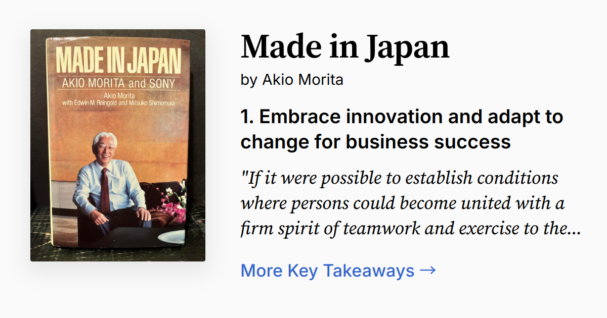 Made in Japan by Akio Morita | Summary, Quotes, FAQ, Audio
