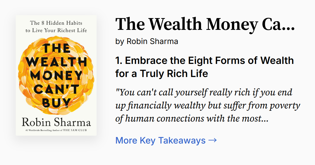 Cover of The Wealth Money Can't Buy