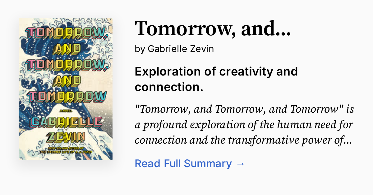 Cover of Tomorrow, and Tomorrow, and Tomorrow