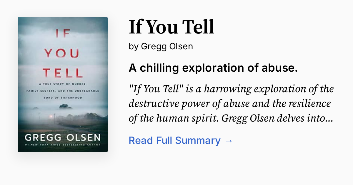 If You Tell by Gregg Olsen | Summary, Audio, Quotes, FAQ