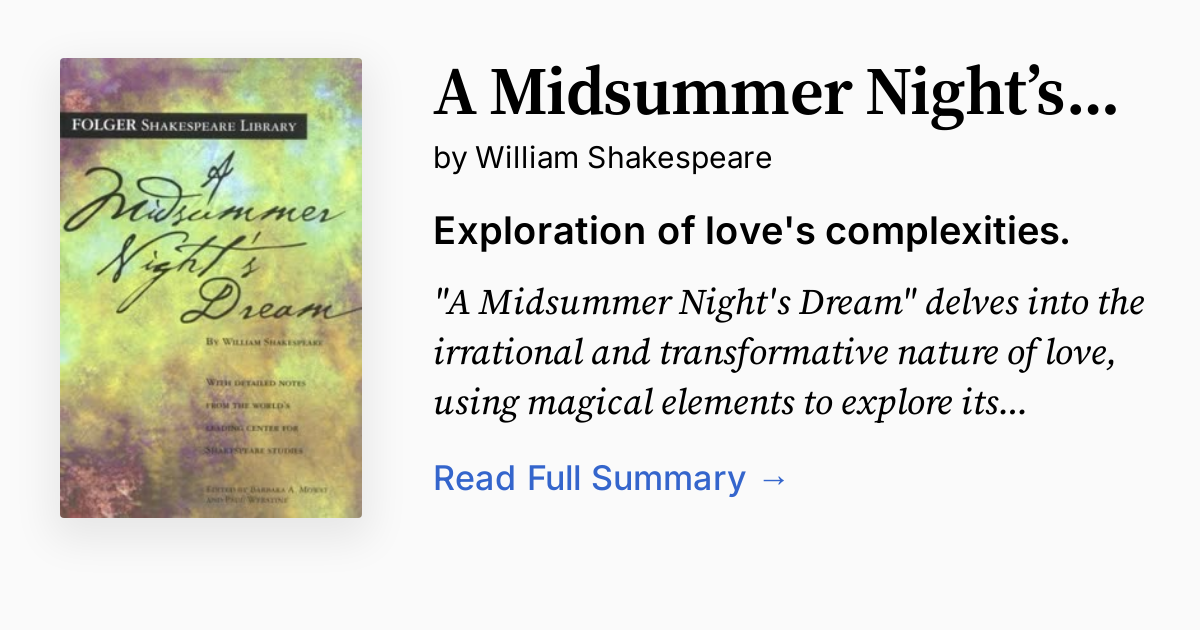 A Midsummer Night’s Dream | Summary, Analysis, FAQ