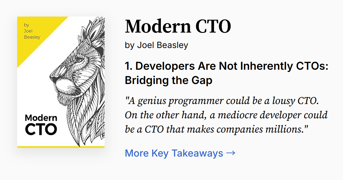 Modern CTO by Joel Beasley | Summary, Audio, Quotes