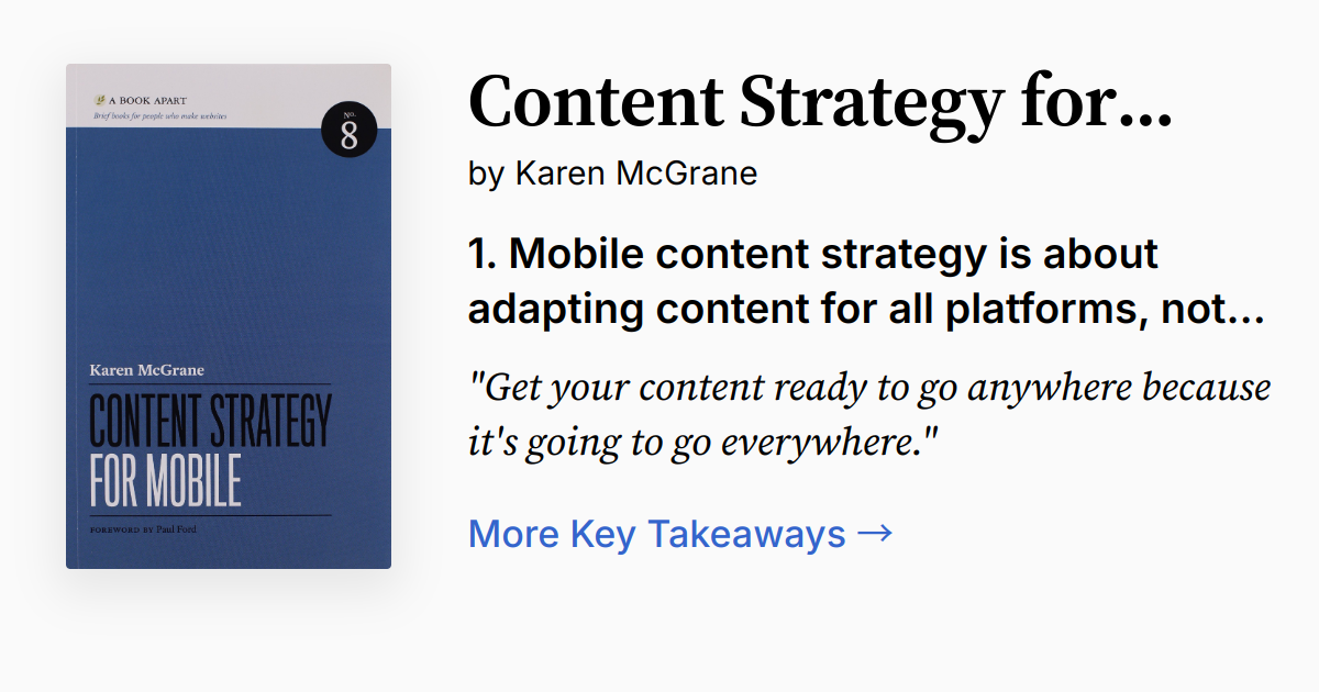 Content Strategy for Mobile | Summary, Audio, Quotes, FAQ