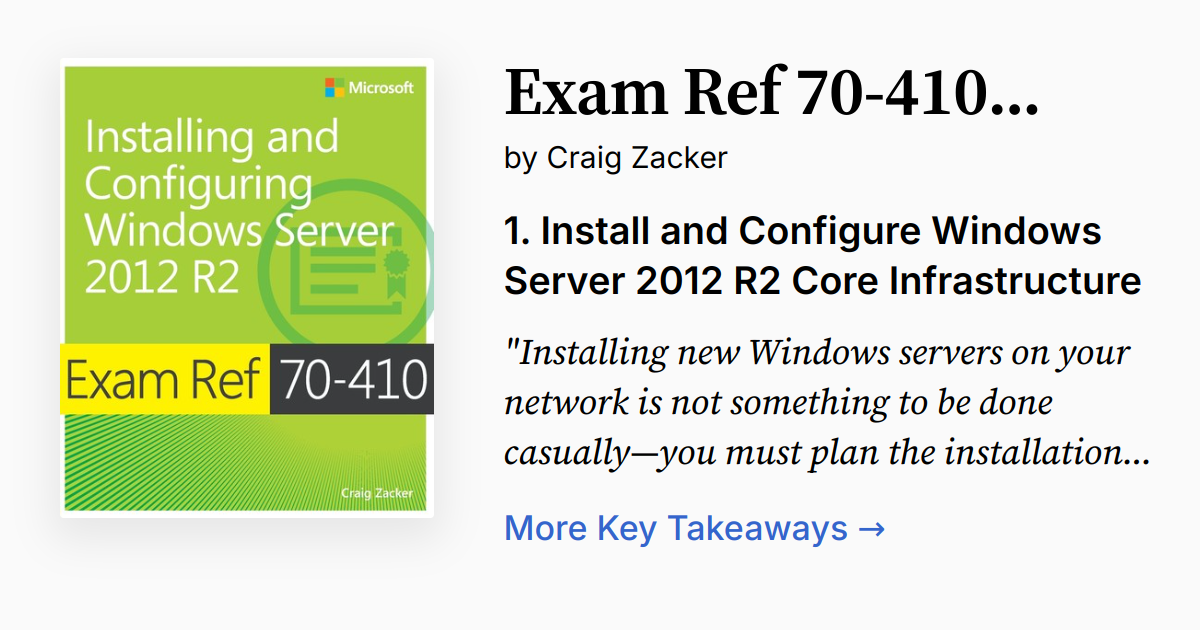 Exam Ref 70-410 Installing and Configuring Windows Server 2012 R2 ...