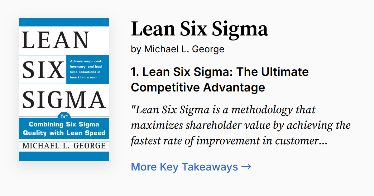 Lean Six Sigma by Michael L. George | Summary, Audio, Quotes, FAQ