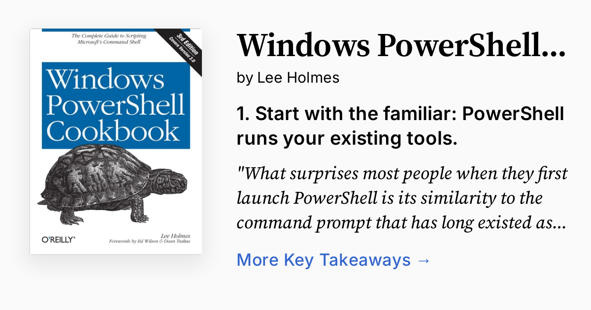 Windows Powershell 5 Book Windows PowerShell Cookbook | Summary, Audio, Quotes
