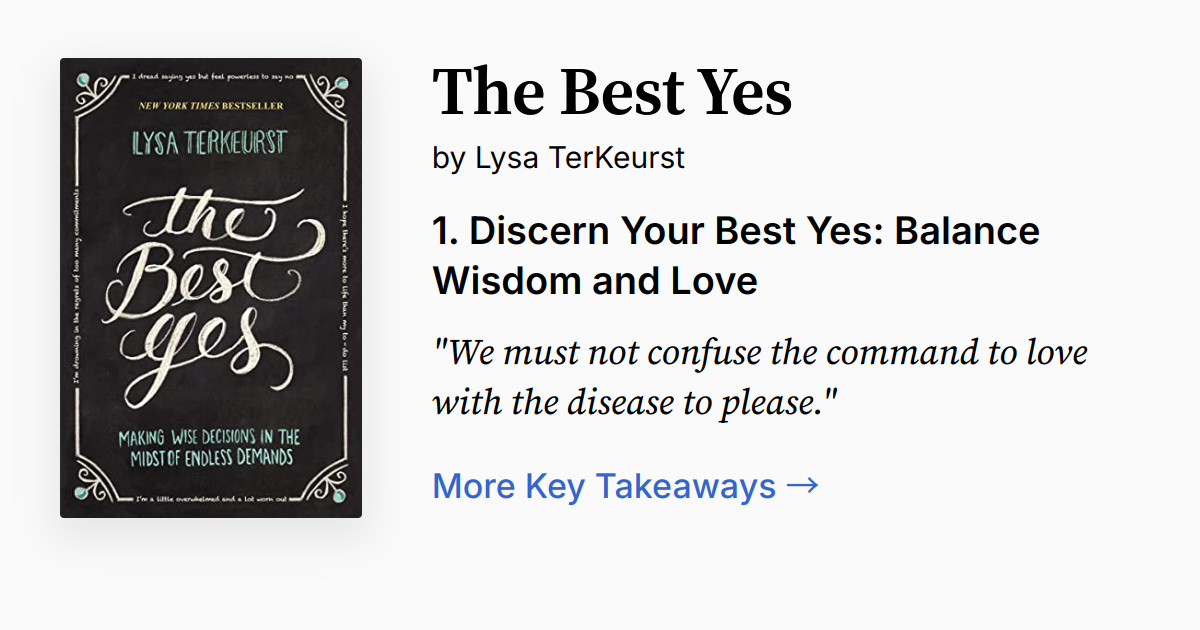 The Best Yes by Lysa TerKeurst Summary, Audio, Quotes, FAQ
