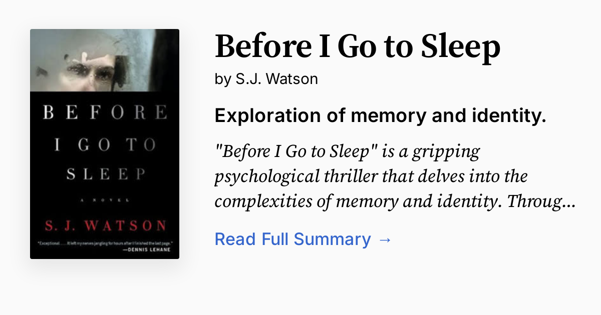 Cover of Before I Go to Sleep