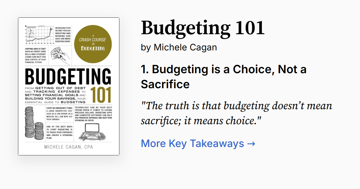 Budgeting 101 By Michele Cagan Summary Quotes Faq Audio