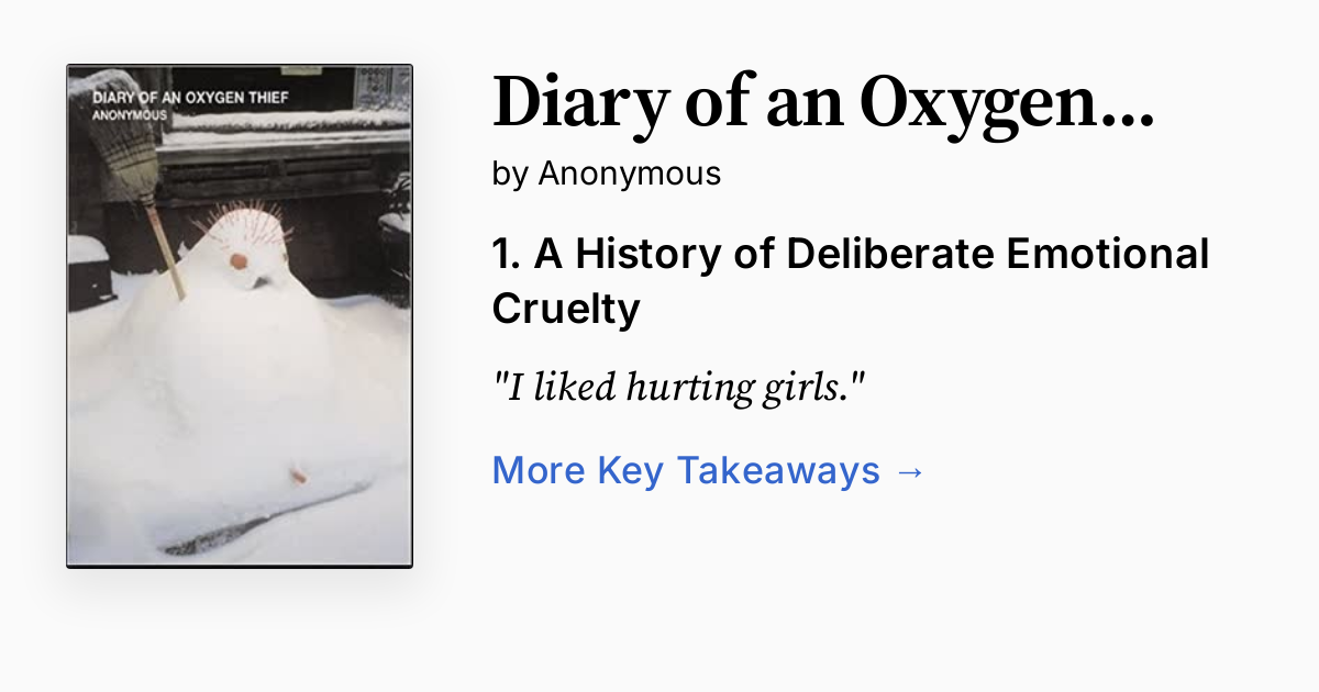 Diary of an Oxygen Thief Summary, Audio, Quotes