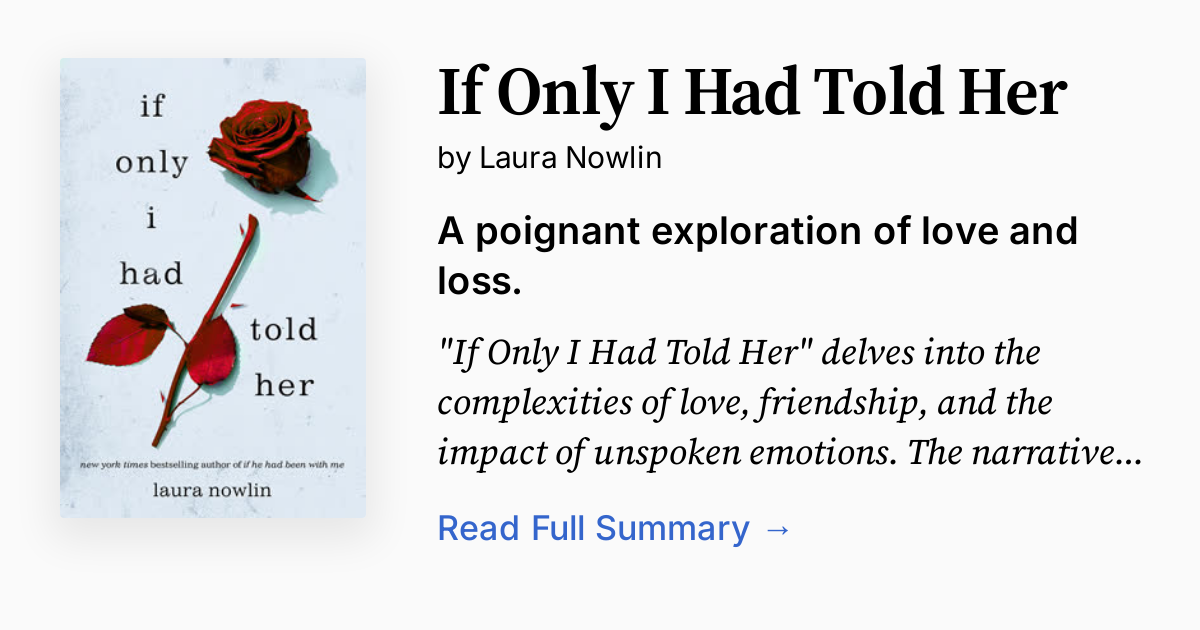 Cover of If Only I Had Told Her