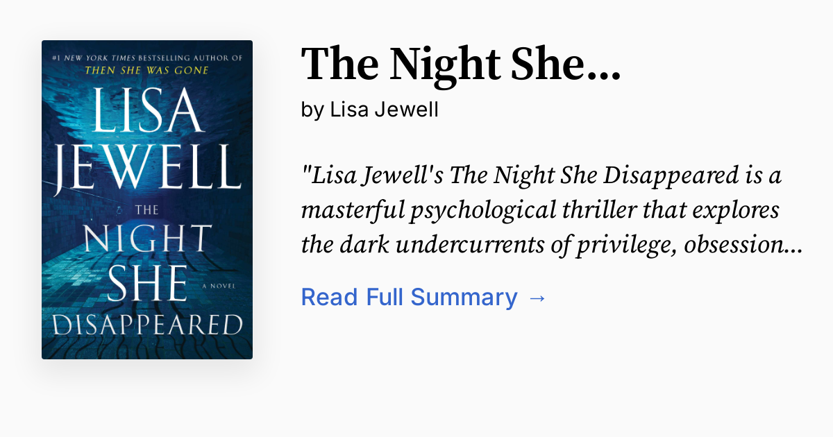 The Night She Disappeared Book Hardcover by Lisa Jewell