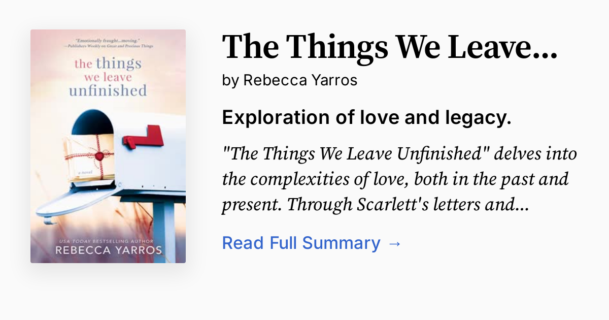 Cover of The Things We Leave Unfinished