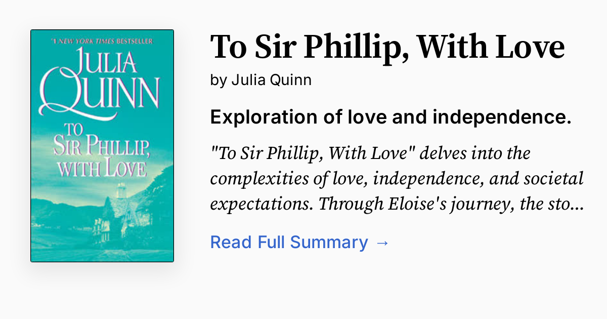 Cover of To Sir Phillip, With Love