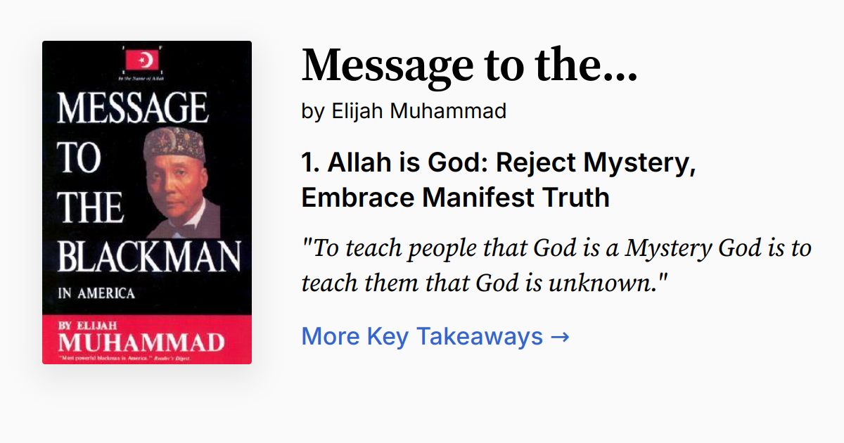 Cover of Message to the Blackman in America