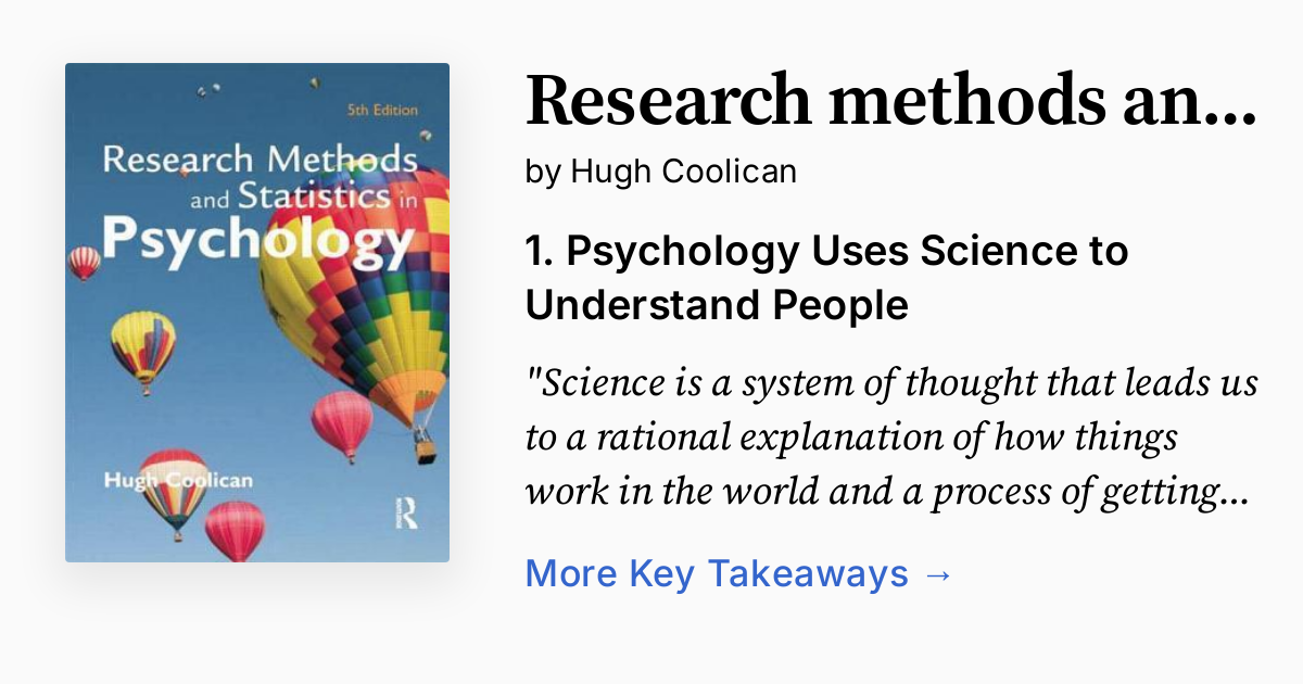 Research methods and Statistics in Psychology | Summary, Audio, Quotes
