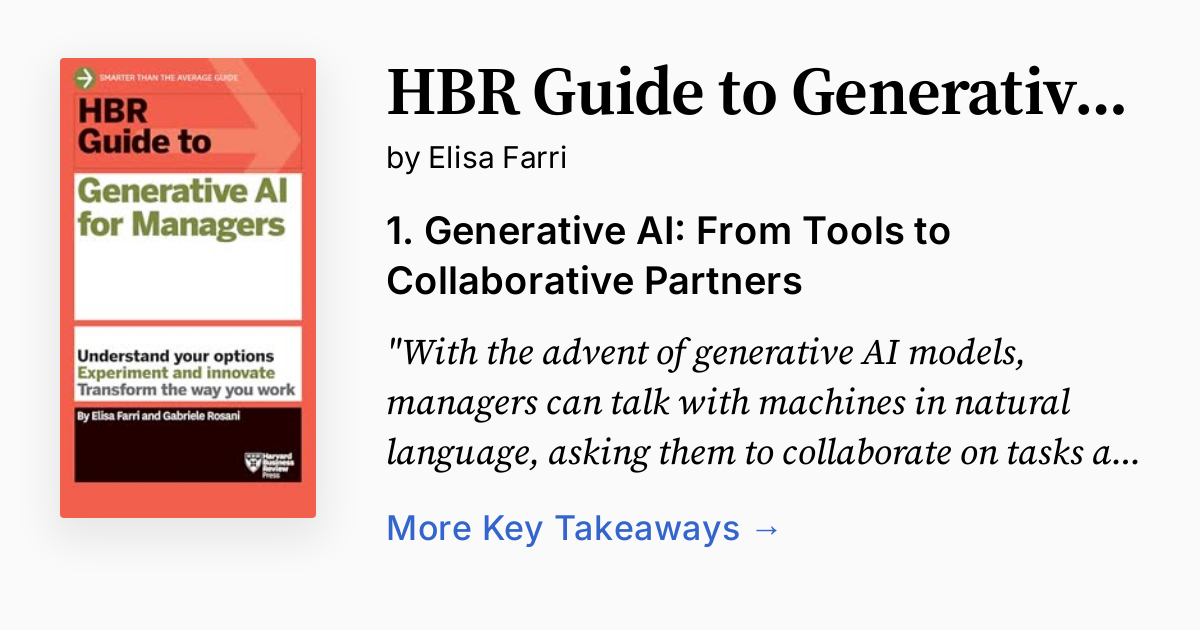 HBR Guide to Generative AI for Managers | Summary, Audio, Quotes, FAQ