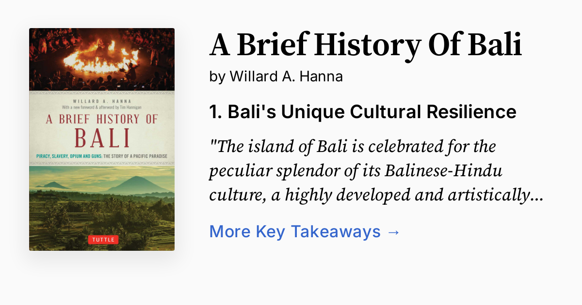 A Brief History Of Bali | Summary, Audio, Quotes