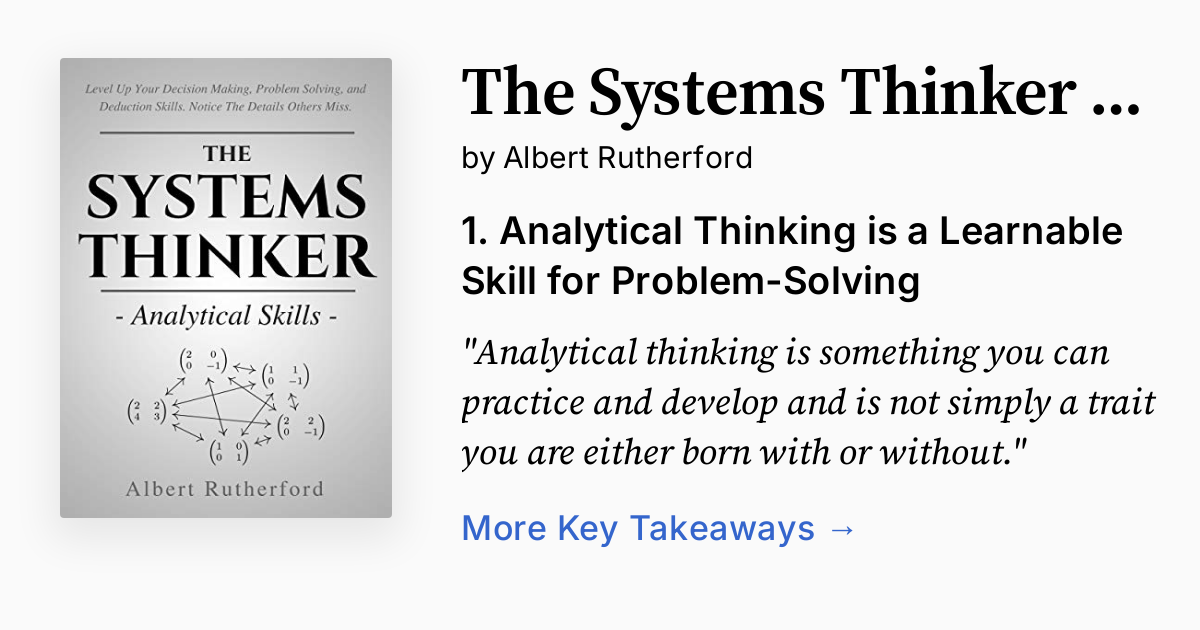 The Systems Thinker - Analytical Skills | Summary, Audio, Quotes