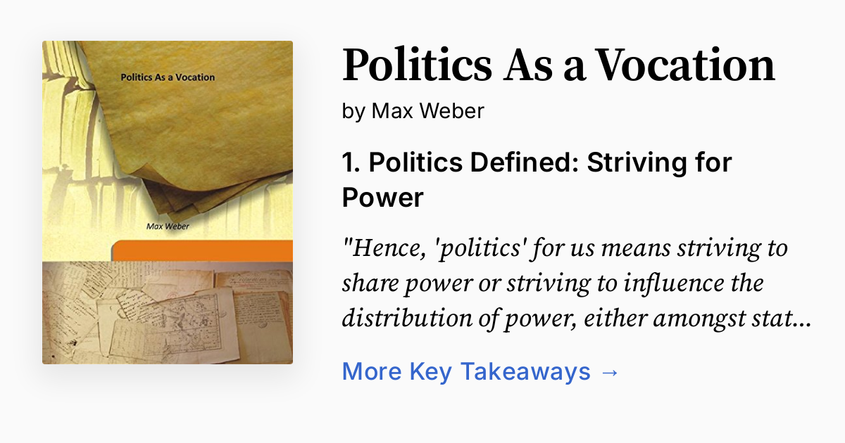 Cover of Politics As a Vocation
