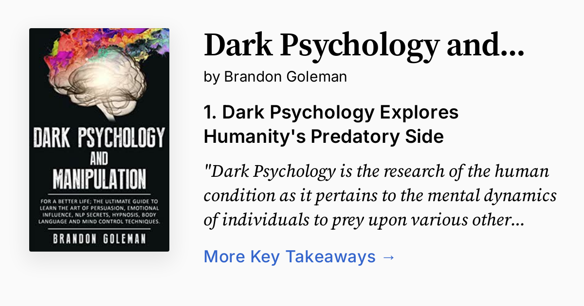 Cover of Dark Psychology and Manipulation