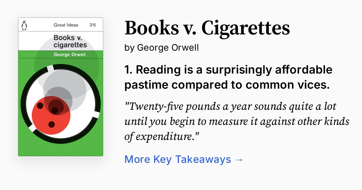 books v. cigarettes Books vs. Cigarettes