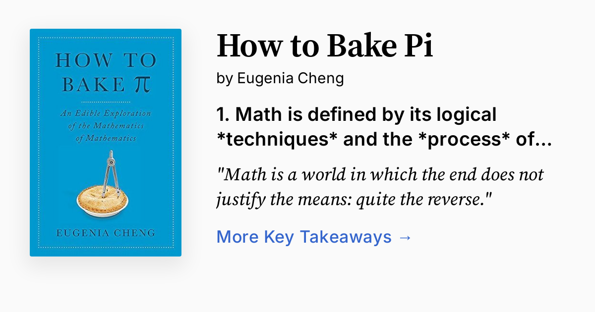 How to Bake Pi by Eugenia Cheng | Summary, Audio, Quotes