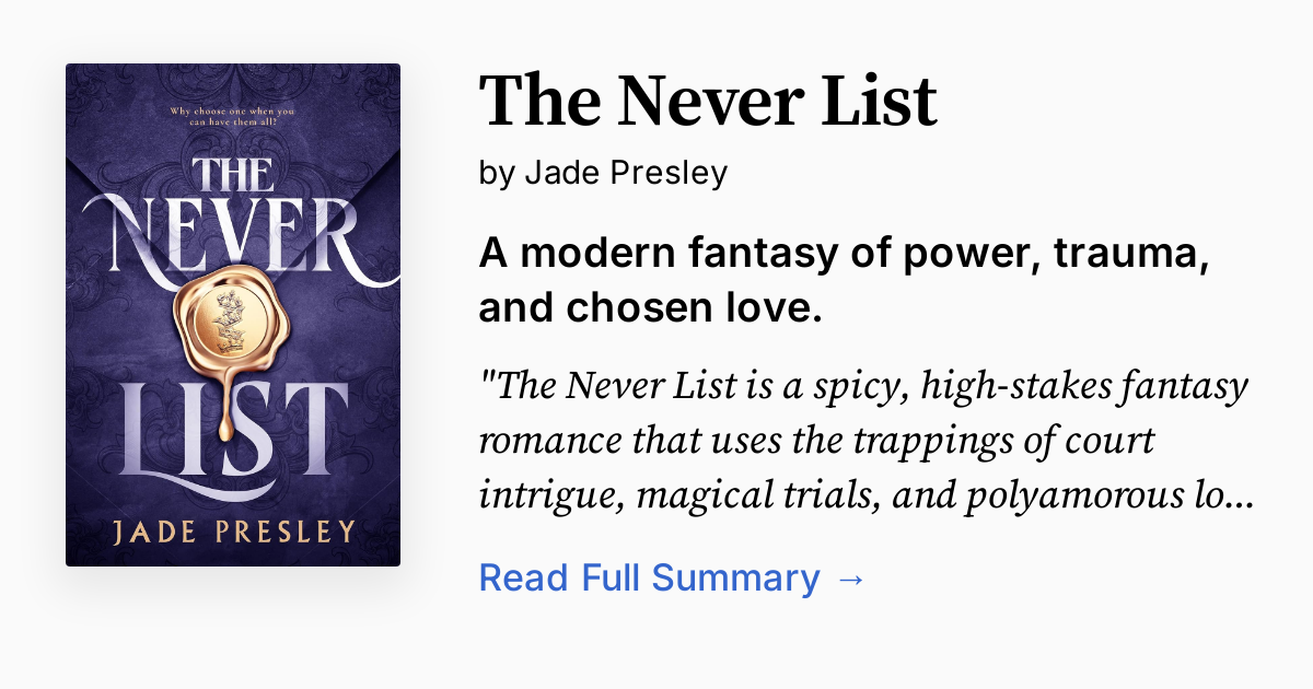 The Never List by Jade Presley Summary, Audio, Analysis
