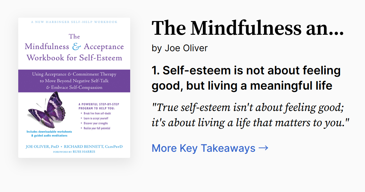 The Mindfulness and Acceptance Workbook for Self-Esteem | Summary ...