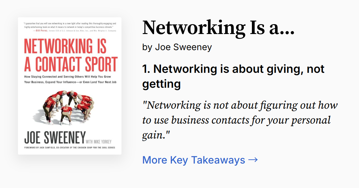 Networking Is a Contact Sport | Summary, Audio, Quotes, FAQ