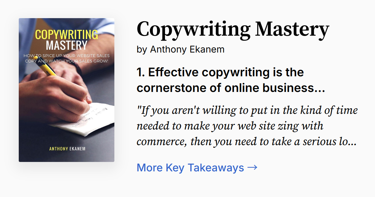 Copywriting Overview Copywriting Mastery | Summary, Audio, Quotes