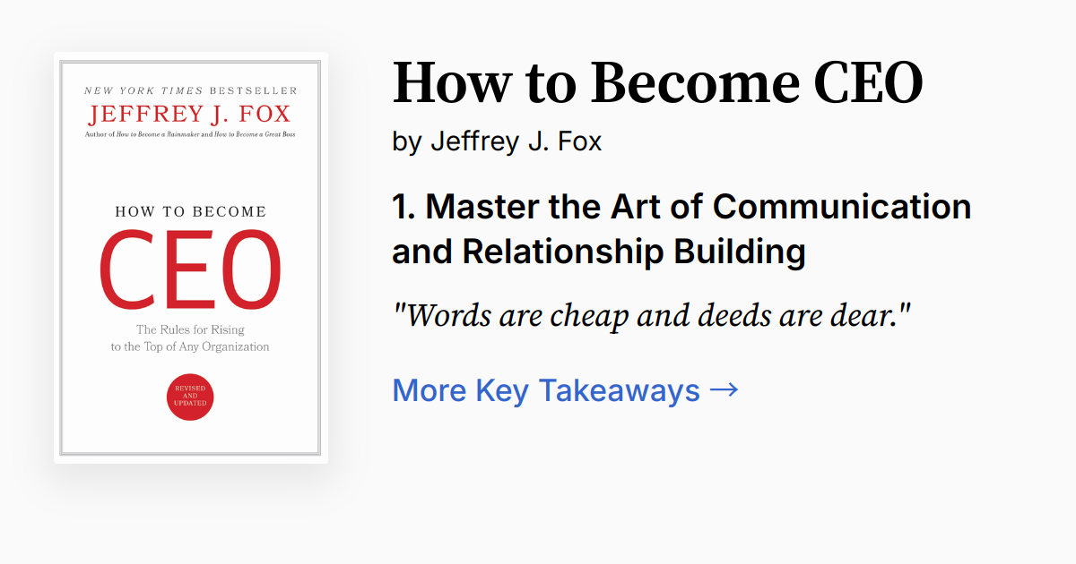 How to Become CEO the (Oeb) Rules for Rising to the Top of Any ...