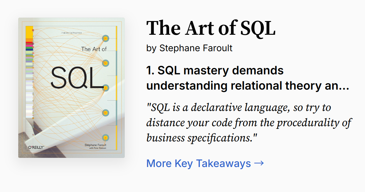 The Art of SQL by Stephane Faroult | Summary, Audio, Quotes