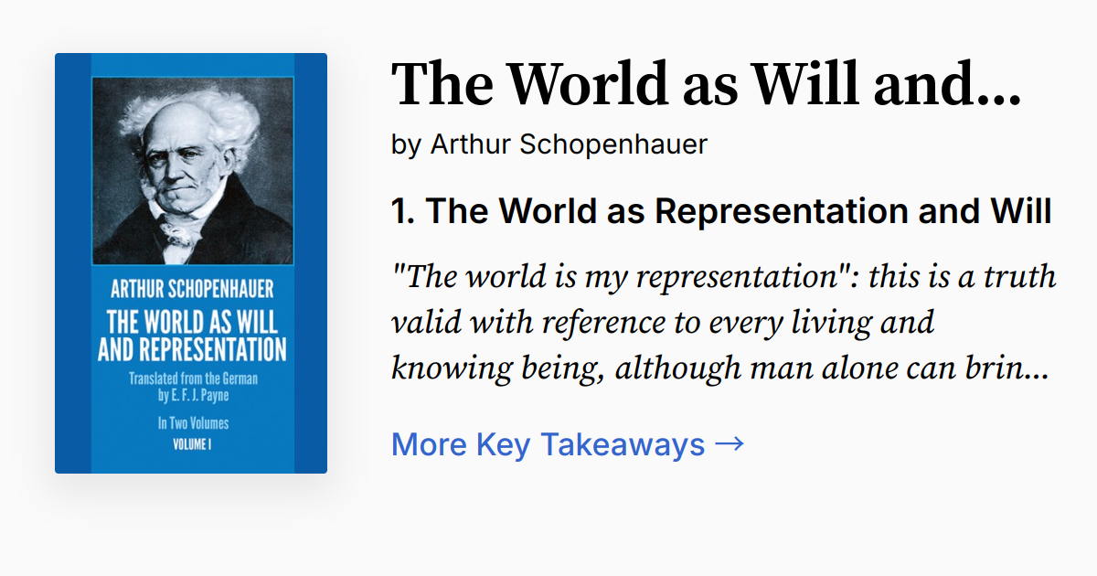 The World as Will and Representation, Volume I | Summary, Quotes, FAQ ...