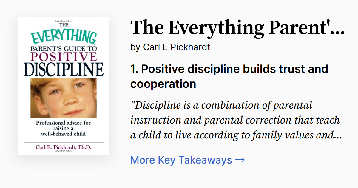The Everything Parent's Guide To Positive Discipline | Summary, Quotes ...
