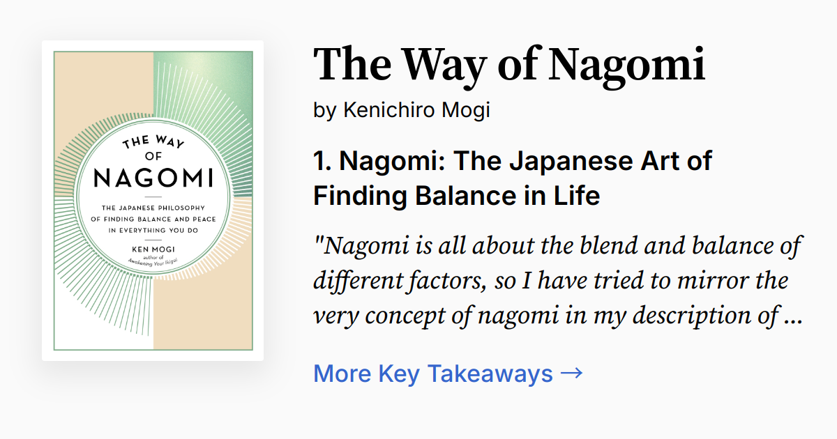 The Way of Nagomi | Summary, Audio, Quotes, FAQ