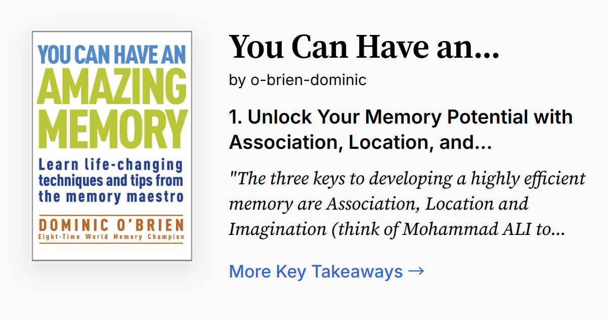 With Amazing Memory You Can Have an Amazing Memory | Summary, Audio, Quotes, FAQ