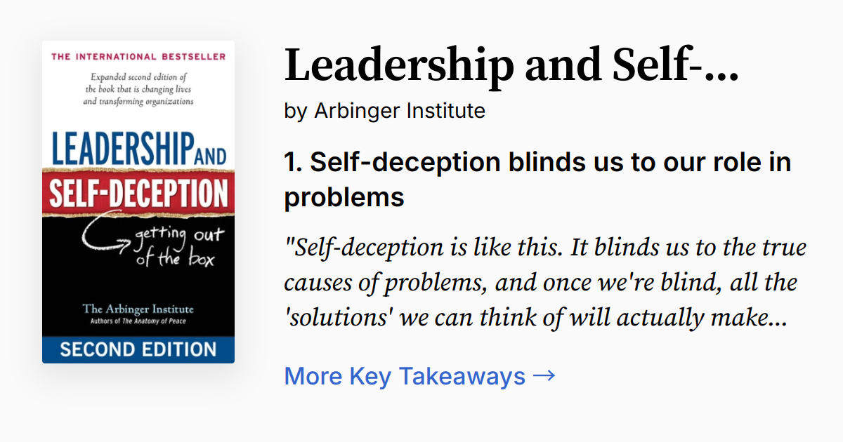 Leadership and Self-Deception | Summary, Quotes, FAQ, Audio