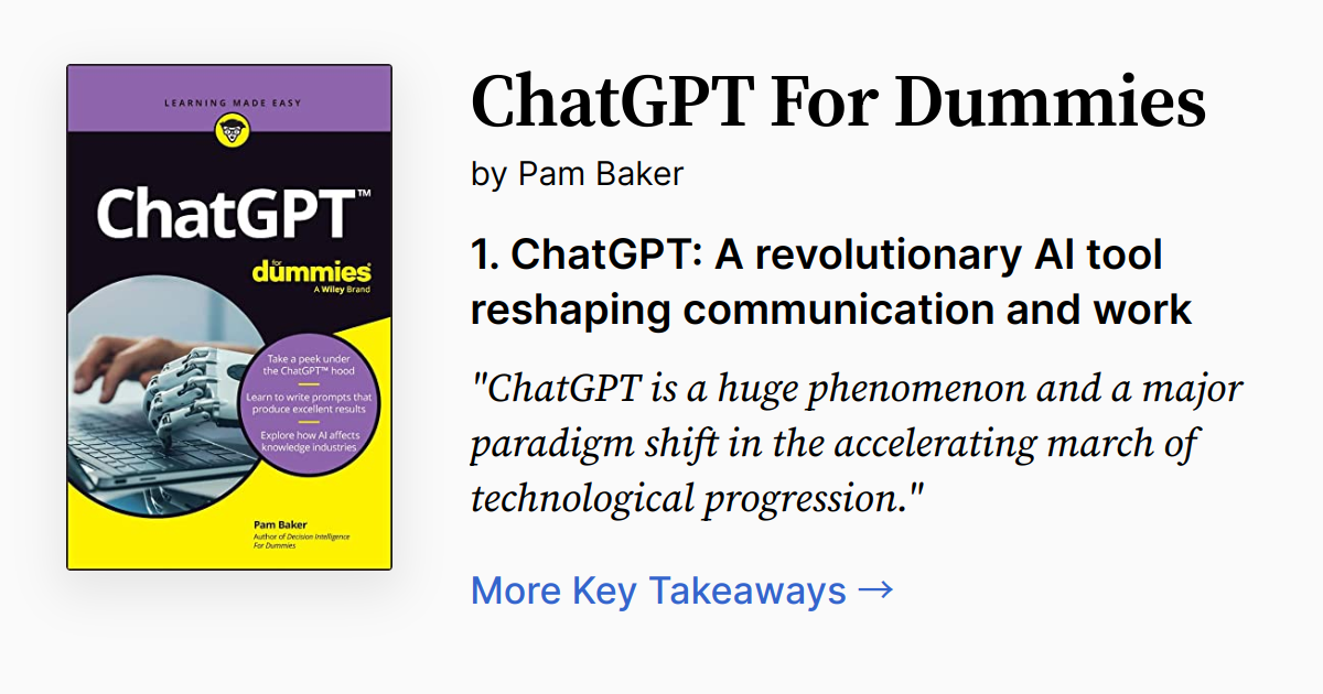 ChatGPT For Dummies (For Dummies | Summary, Audio, Quotes, FAQ