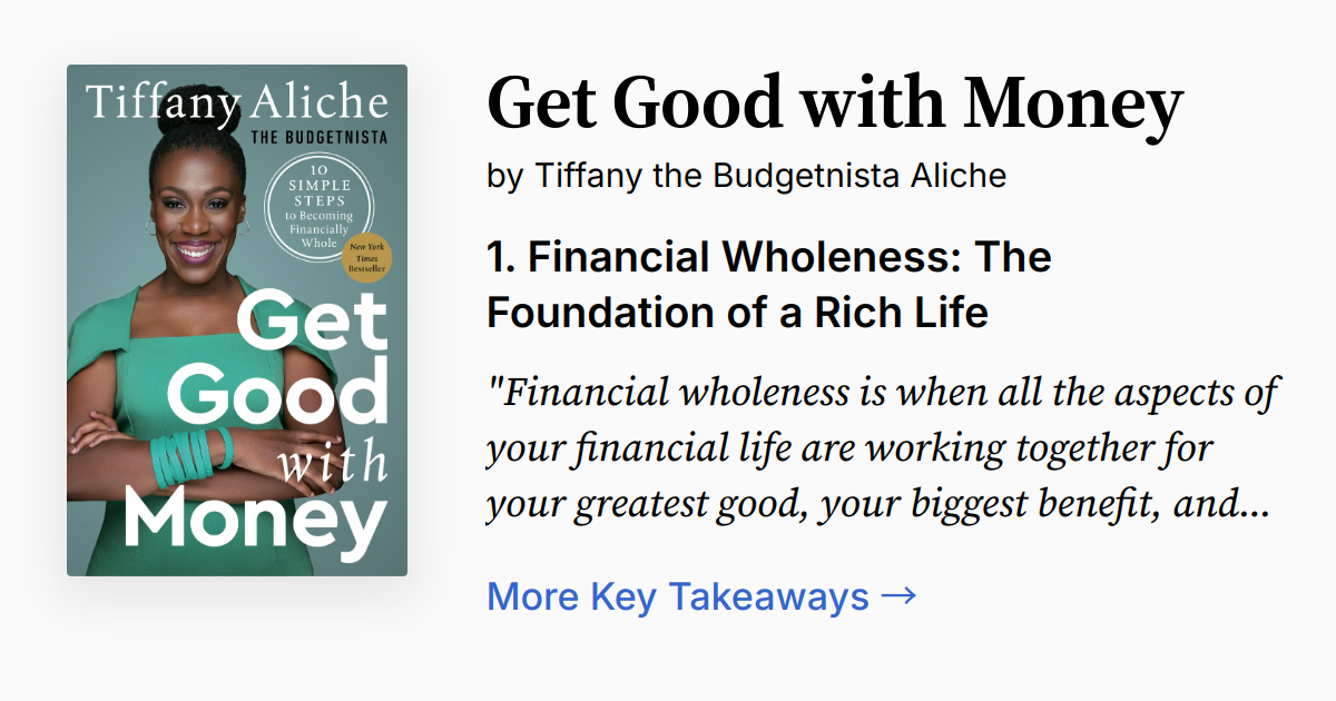 Get Good With Money By Tiffany Aliche – Ten Simple Steps To Becoming Financially Whole, Hardcover, Good Condition